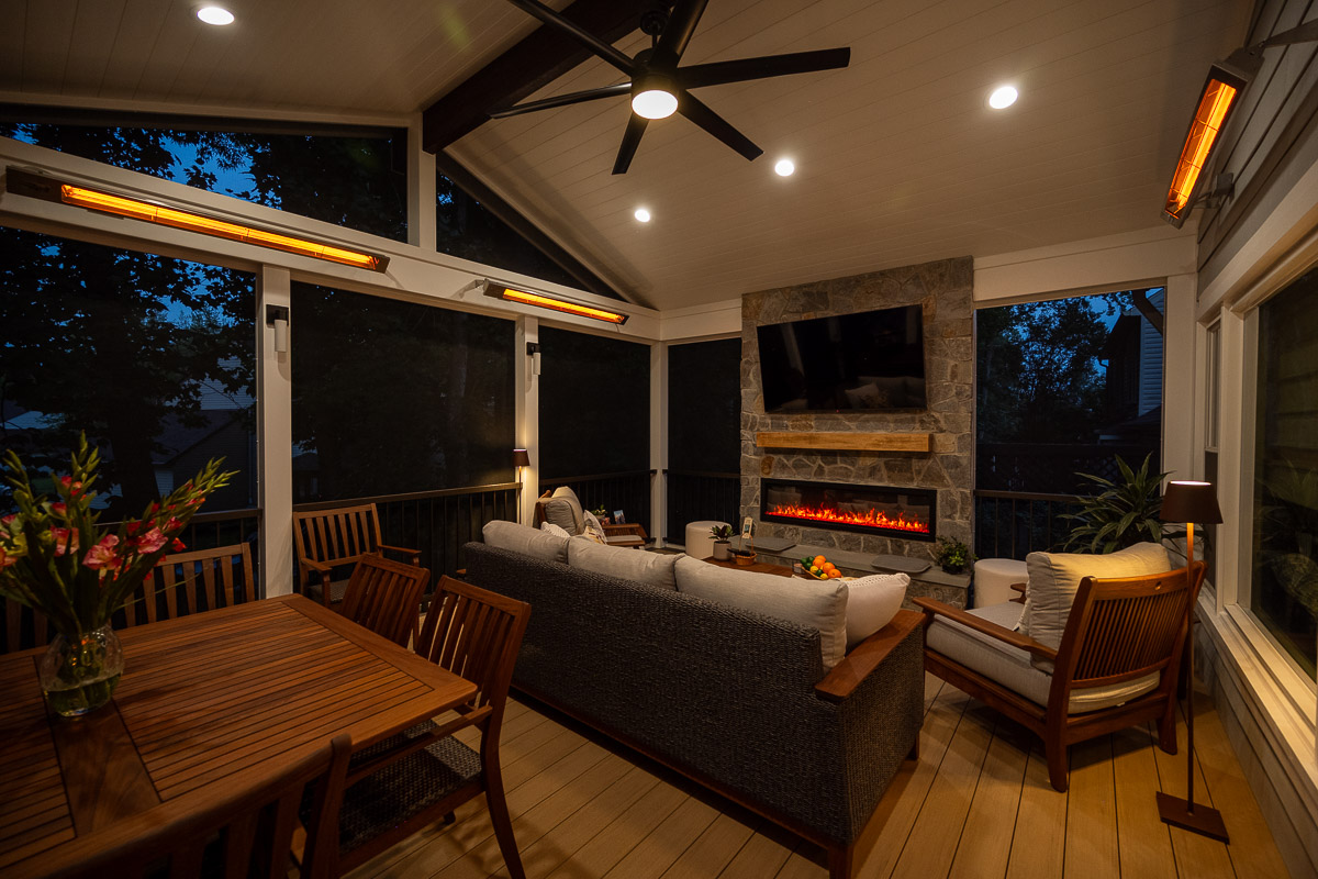 PVC Lap Panel Ceiling with Electric Fireplace