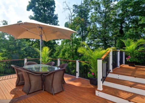 Deck with a pet-friendly shade cover. 