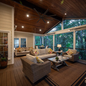 Pre-Finished Pine Ceiling with Hanging Love Seat