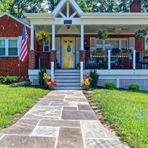 Front Porch with Mortared Flagstone Walkway