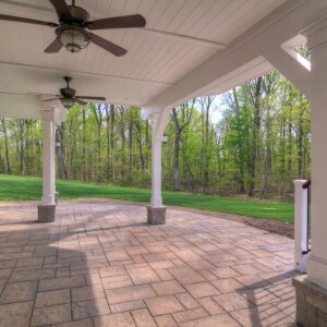 Paver Patio Below a Deck with Rainwater Management