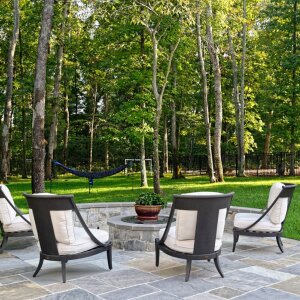 Flagstone Patio with a Mix of Gray & Earth-Tone Stones